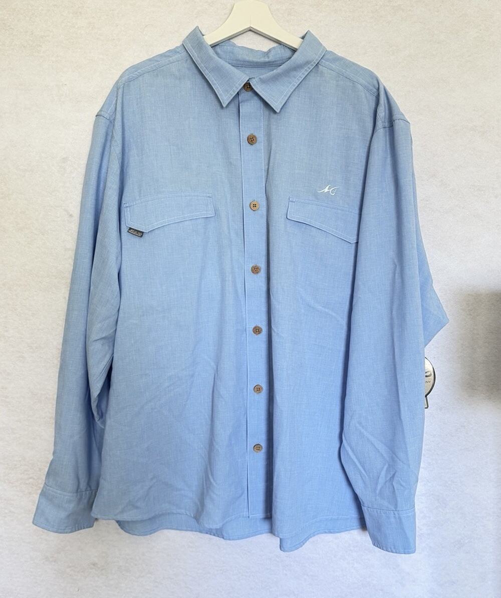 Mojo Sportswear Mens 3XL Fishing Shirt Blue Long Sleeve Mesh Vent Ooutdoor